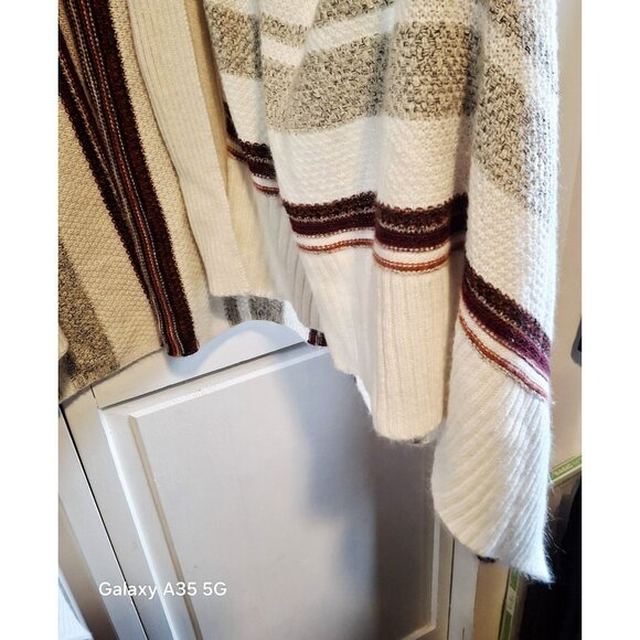 Torrid Womens Open Front Striped Cardigan Sweater Size 1 Ivory Brown Burgundy Co - Picture 4 of 14